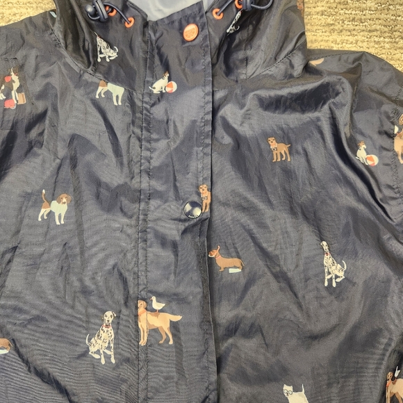 Joules Right As Rain Waterproof Jacket Women 12 AOP Dog Print Navy Coat Packable - Picture 2 of 12